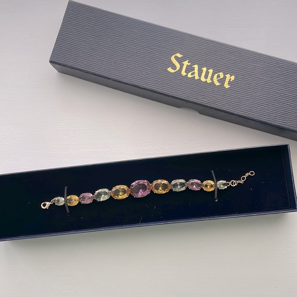 Pink, green, and yellow jewel bracelet.
